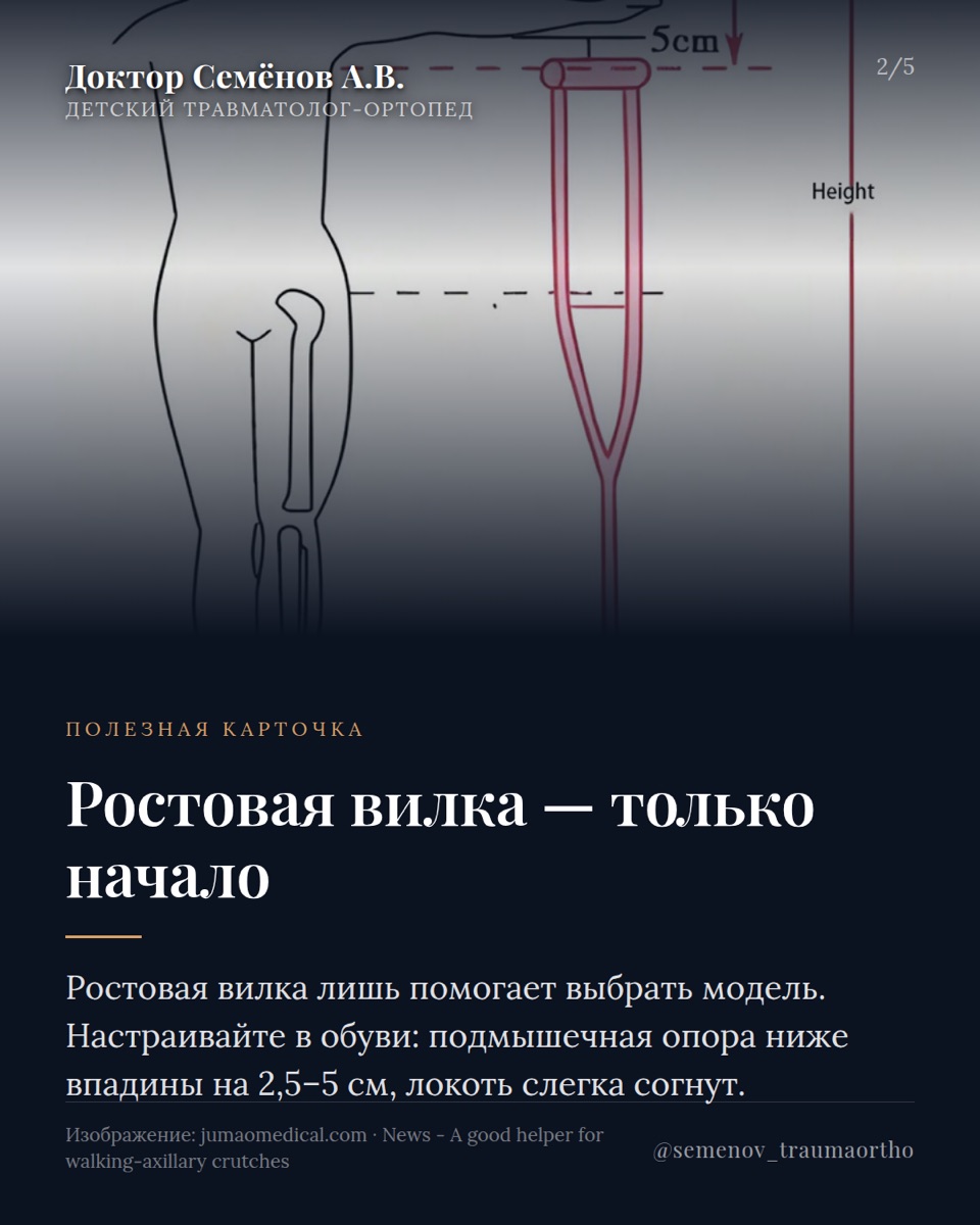 Костыли для ребенка: выбор, настройка и безопасная ходьба — иллюстрация к материалу