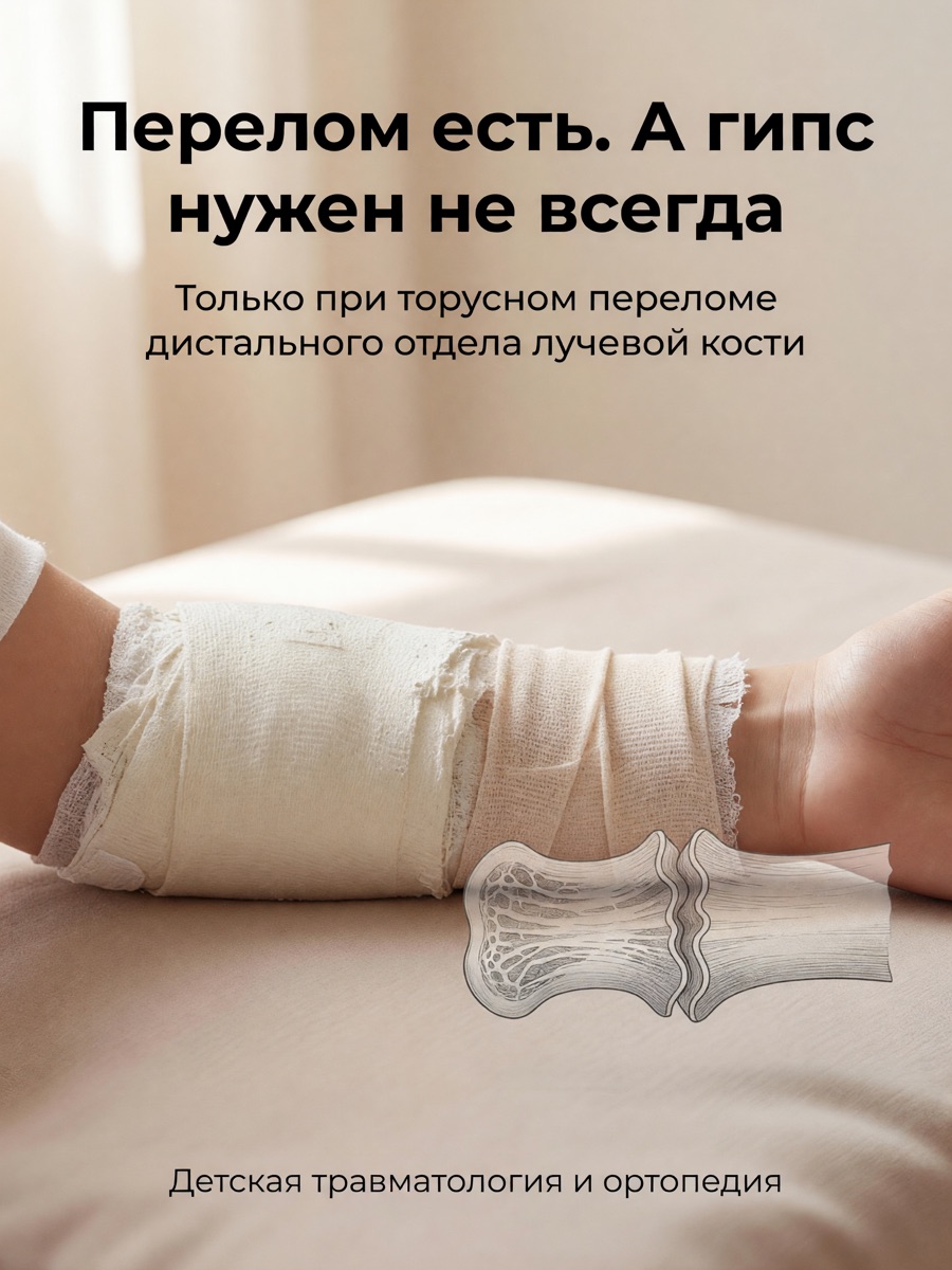 Торусный перелом у ребёнка: всегда ли нужен гипс? — иллюстрация к материалу