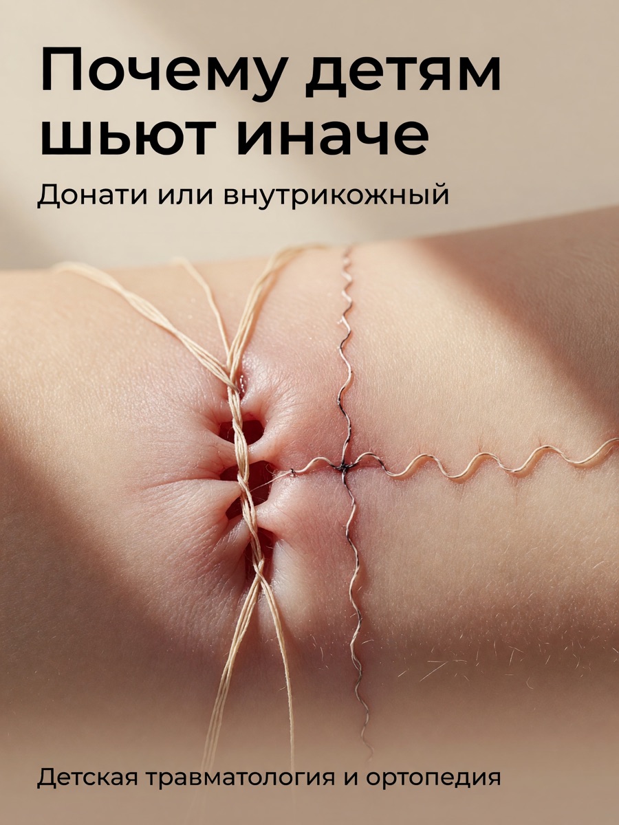 Внутрикожный шов у детей: безопасно ли это? — иллюстрация к материалу
